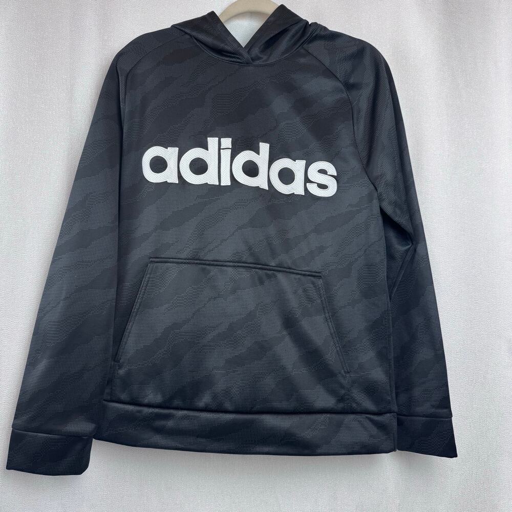 Adidas Black Pullover Hoodie subdue Camouflage Pattern pocket Size XL (18-20)